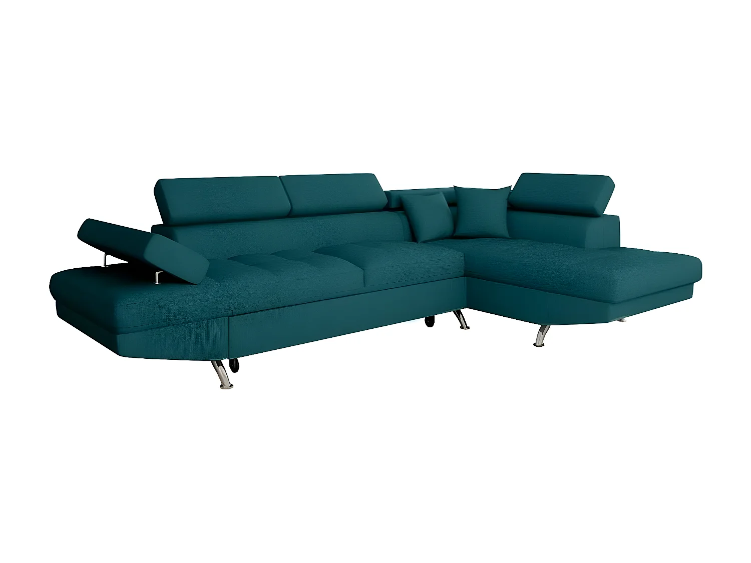 Canapé d'angle convertible droit avec coffre de rangement en tissu