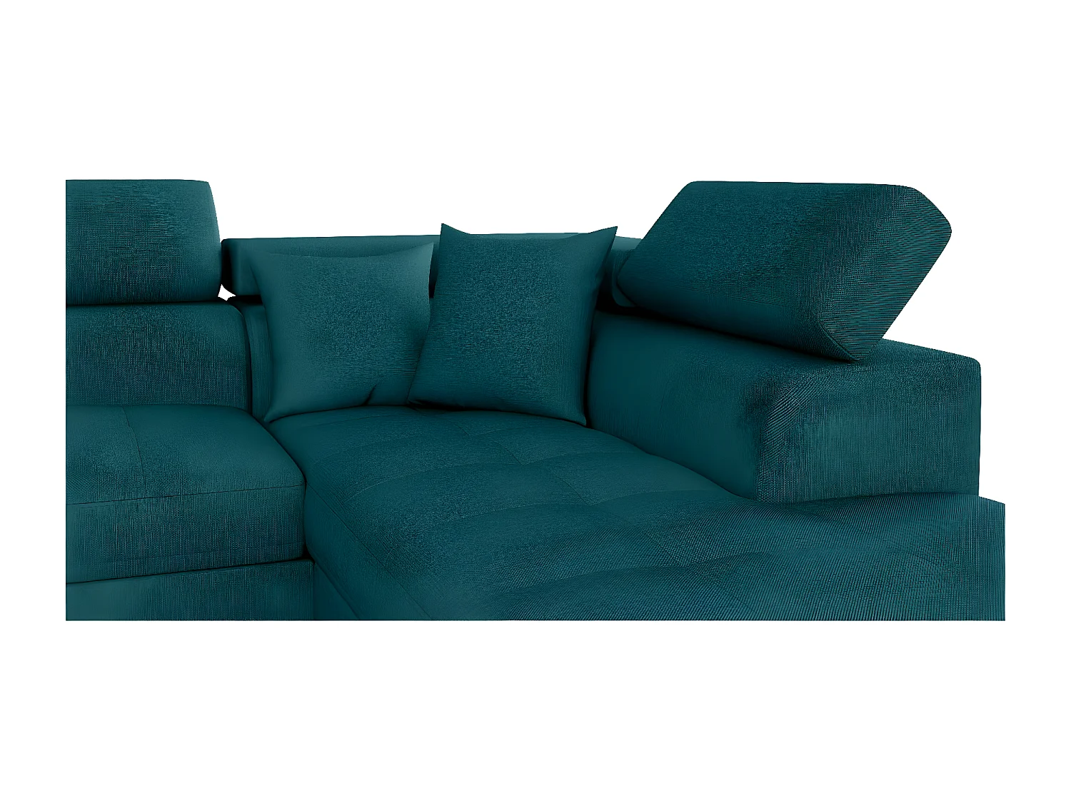 Canapé d'angle convertible droit avec coffre de rangement en tissu