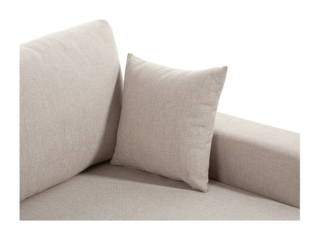 Canapé d'angle 3 places Maria réversible, convertible avec coffre en tissu - Beige - L227 x P146 x H81cm - Loungitude