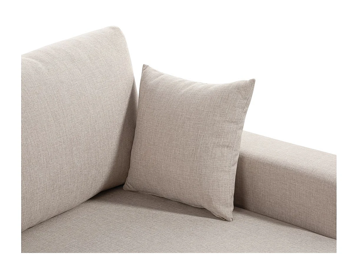 Canapé d'angle 3 places Maria réversible, convertible avec coffre en tissu - Beige - L227 x P146 x H81cm - Loungitude