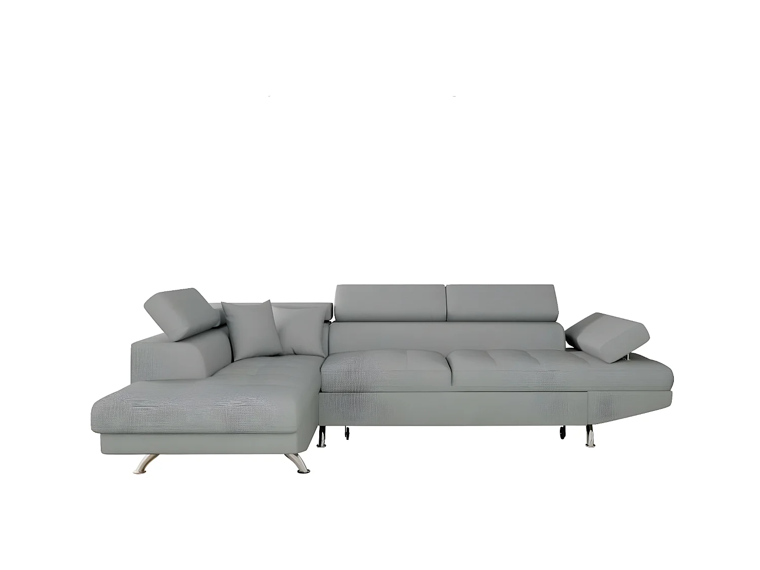 Canapé d'angle gauche 5 places Rio Convertible avec coffre en tissu - Gris clair - L271 x P192 x H70cm - Loungitude