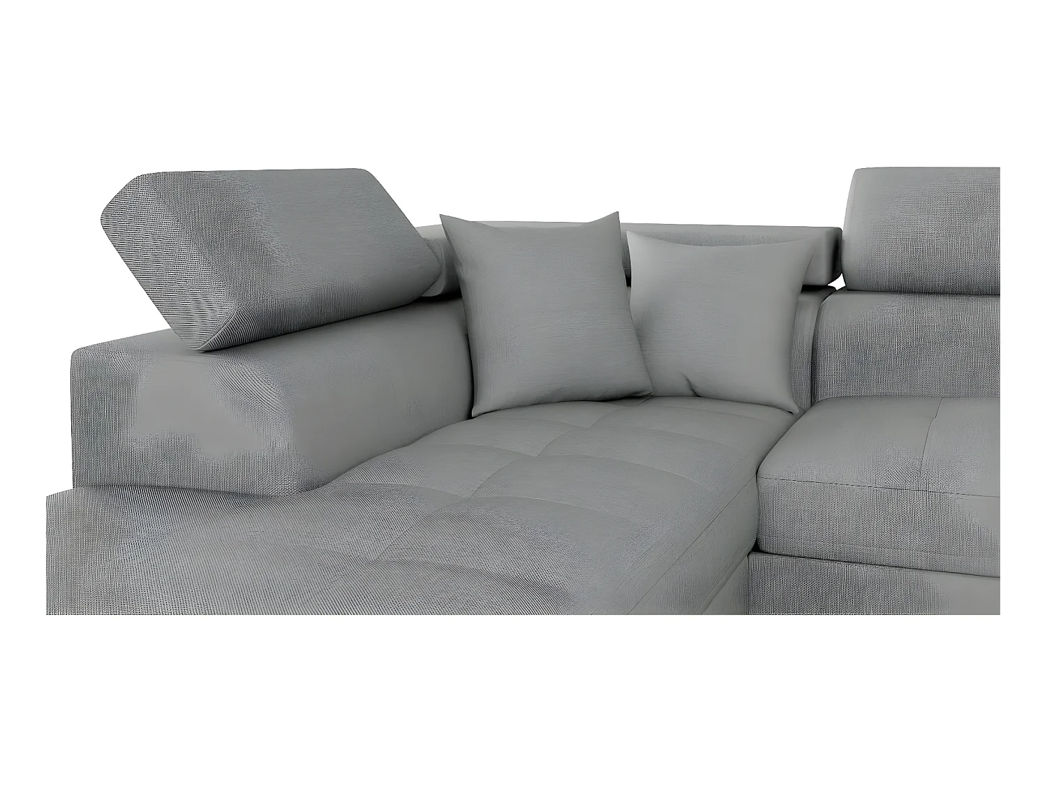 Canapé d'angle gauche 5 places Rio Convertible avec coffre en tissu - Gris clair - L271 x P192 x H70cm - Loungitude