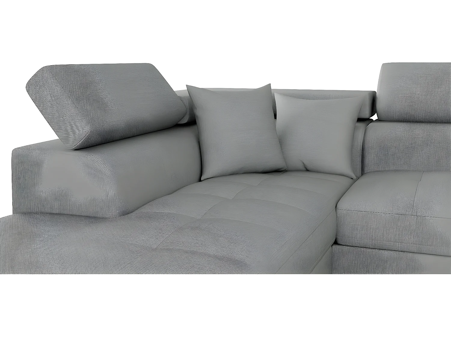 Canapé d'angle gauche 5 places Rio convertible avec coffre en tissu - Gris clair - L271 x P192 x H70cm - Loungitude