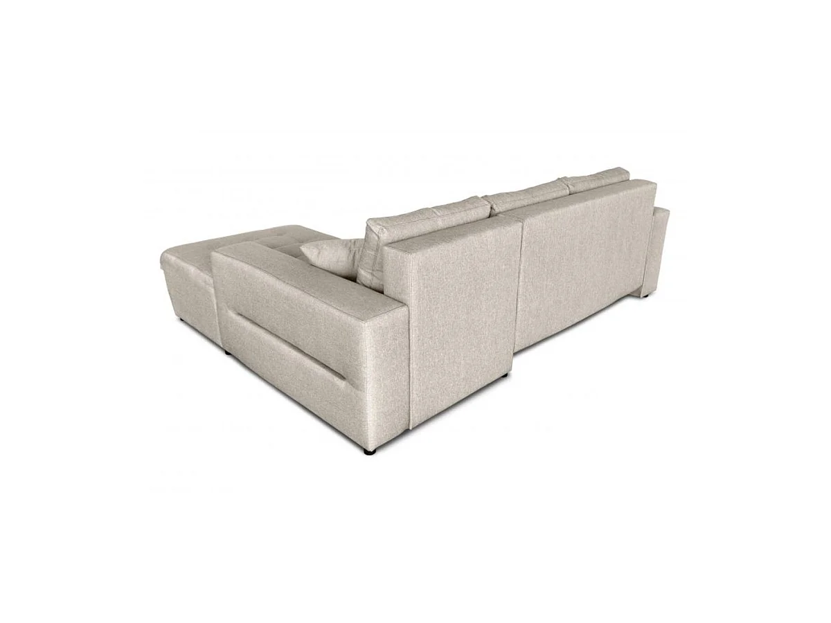Canapé d'angle convertible 4 places en tissu beige
