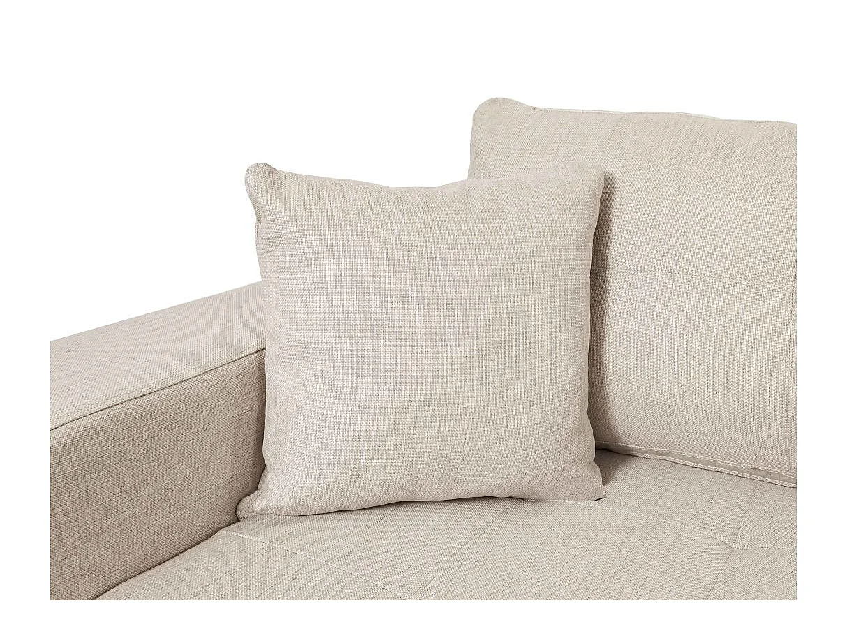 Canapé d'angle convertible 4 places en tissu beige