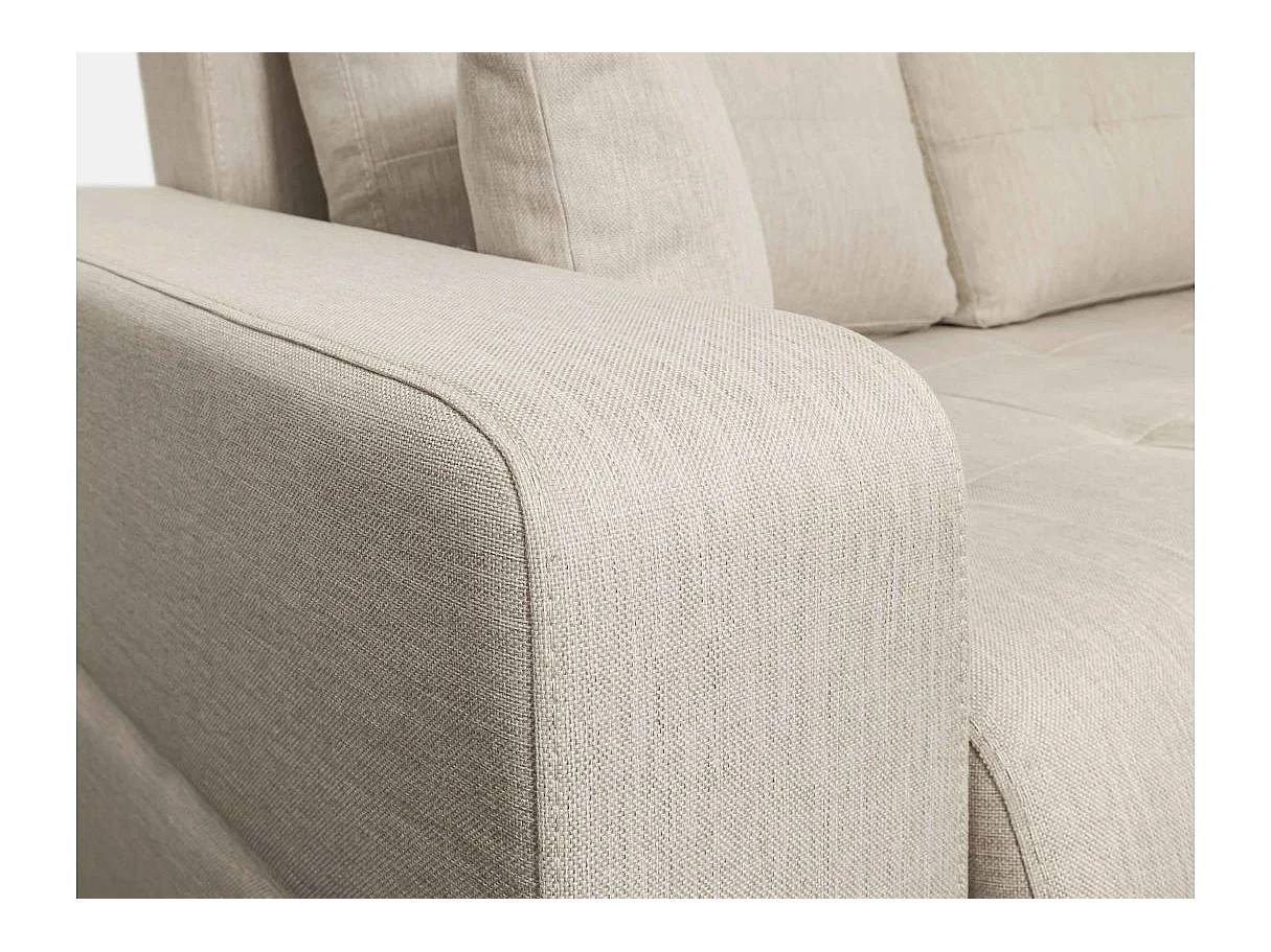 Canapé d'angle convertible 4 places en tissu beige