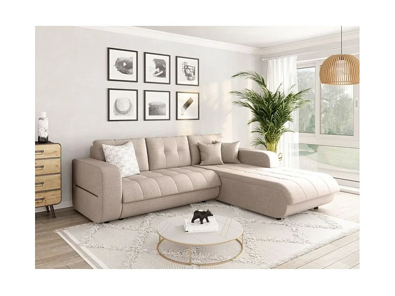 Canapé d'Angle Convertible Droit 4 Places en Tissu