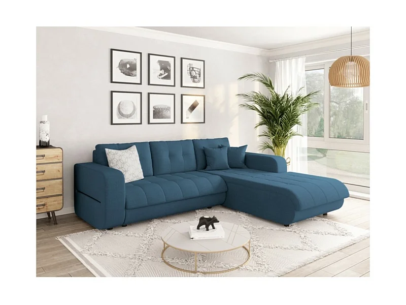 Canapé d'Angle Convertible Droit 4 Places en Tissu