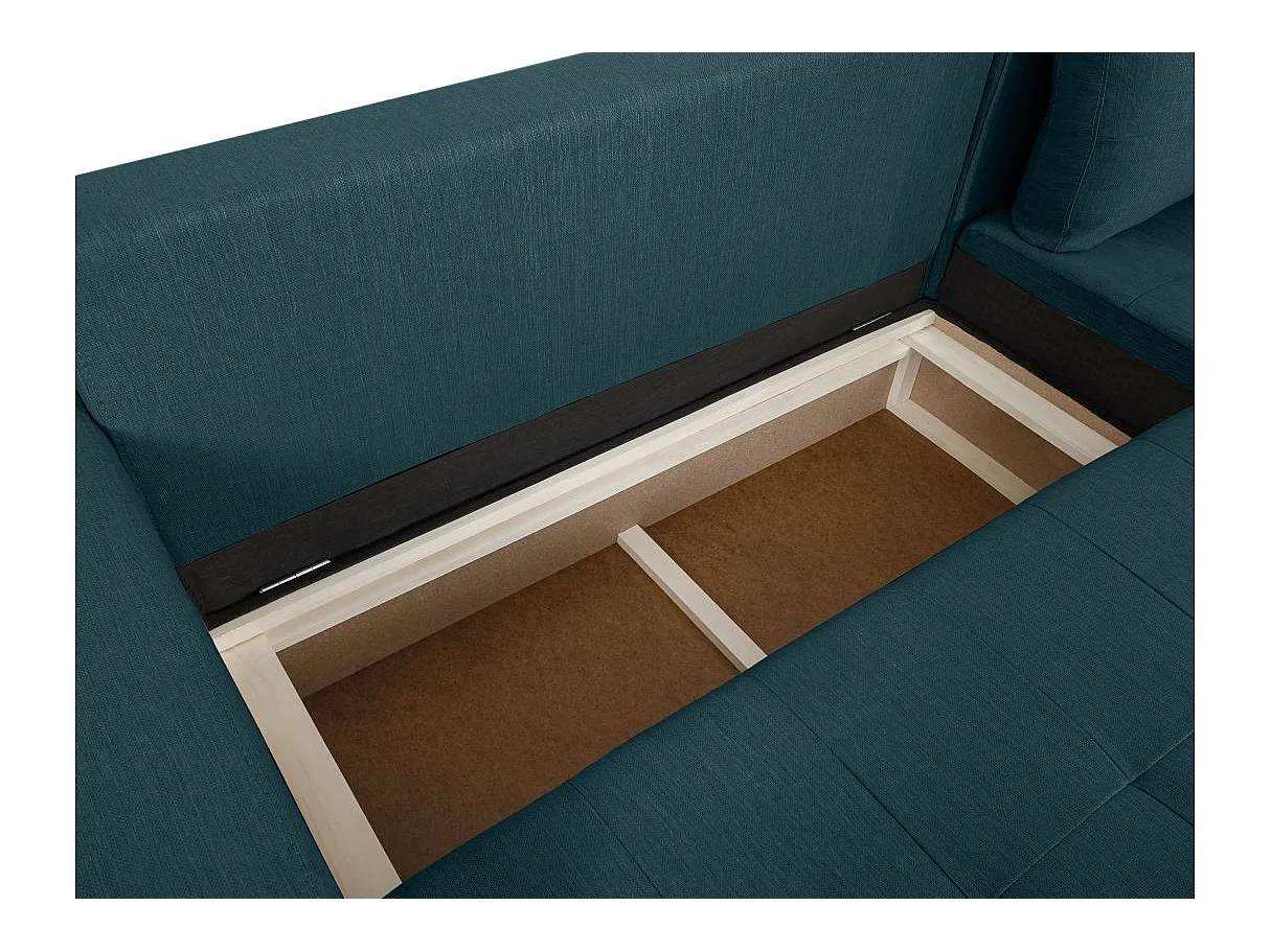 Canapé d'angle convertible 4 places en tissu bleu