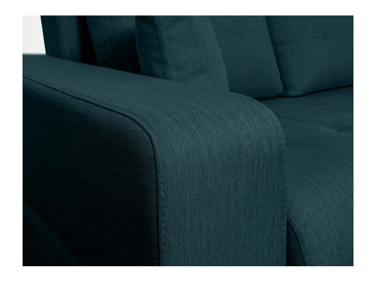 Canapé d'angle convertible 4 places en tissu bleu