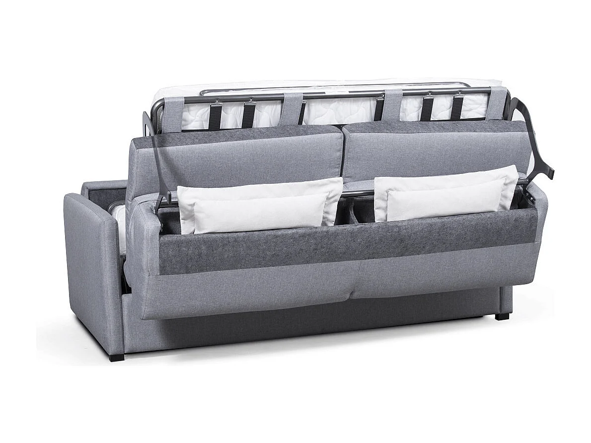 Canapé convertible express 3 places en tissu gris clair ALICE