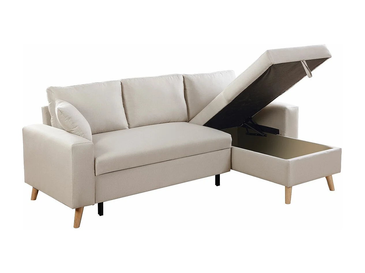Canapé d'Angle Scandinave Réversible Convertible avec Coffre en Tissu