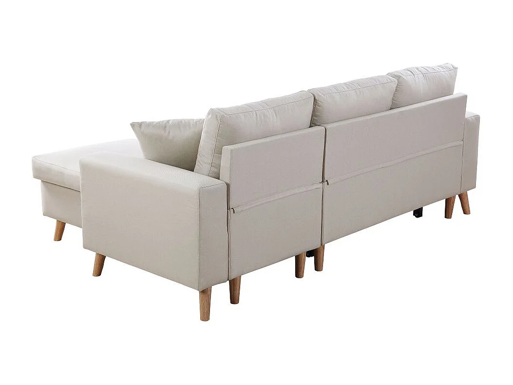 Canapé d'Angle Scandinave Réversible Convertible avec Coffre en Tissu