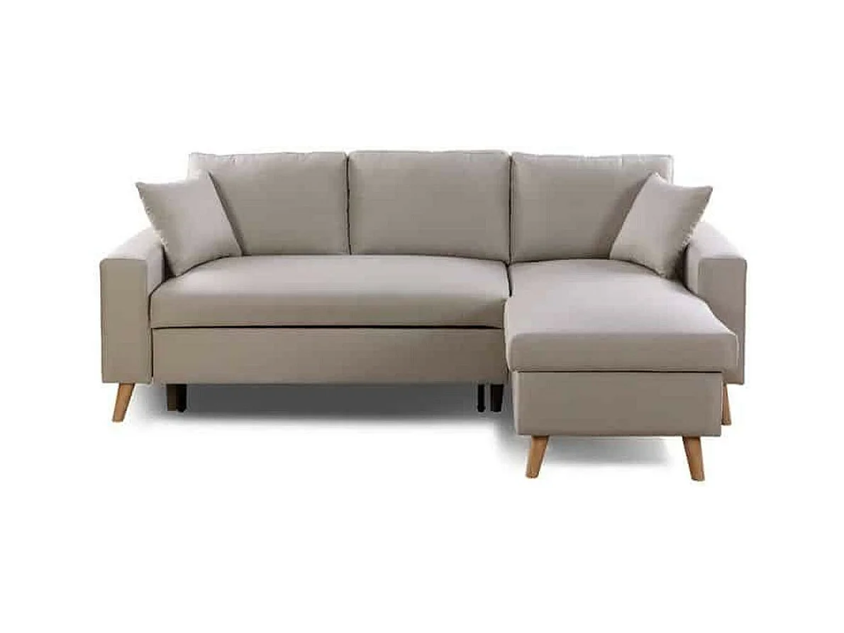 Canapé d'Angle Scandinave Réversible Convertible avec Coffre en Tissu