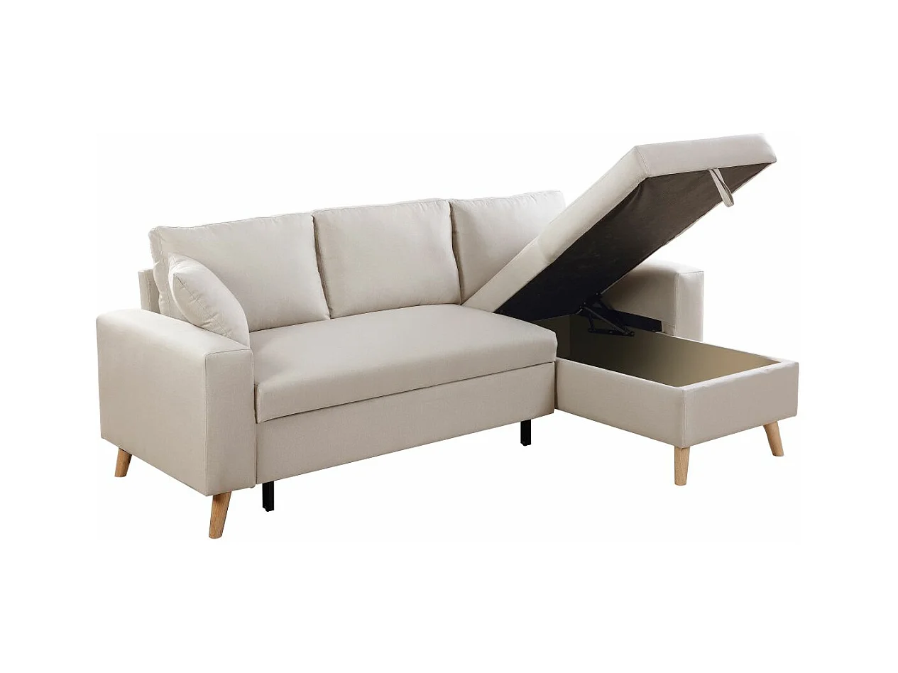 Canapé d'Angle Scandinave Réversible Convertible avec Coffre en Tissu