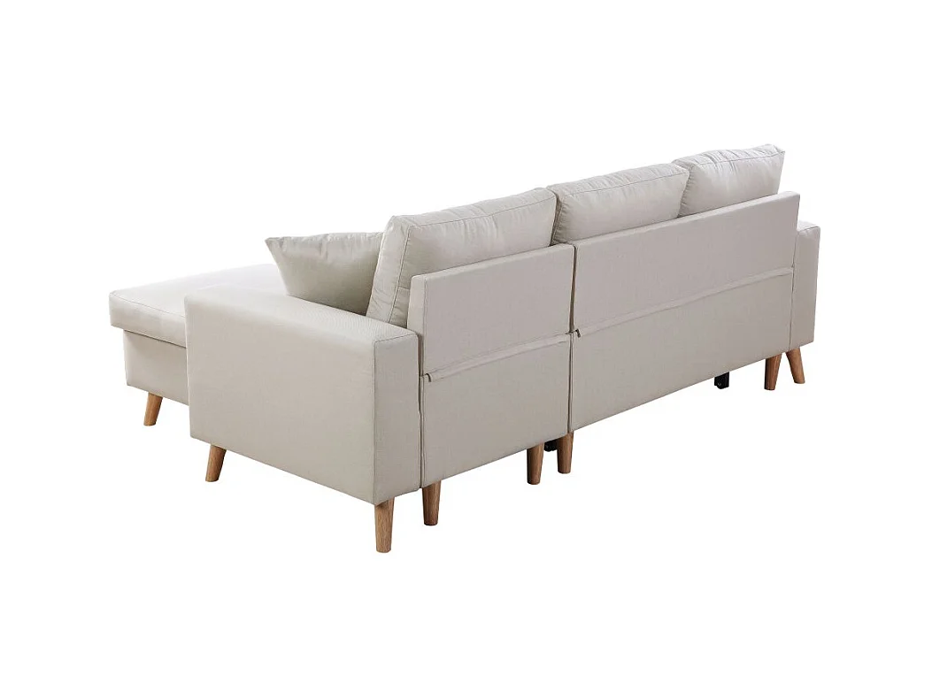Canapé d'Angle Scandinave Réversible Convertible avec Coffre en Tissu