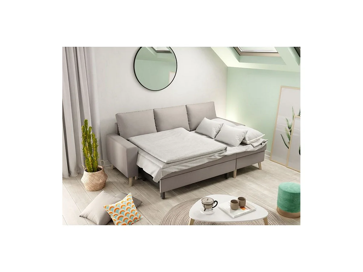 Canapé d'Angle Scandinave Réversible Convertible avec Coffre en Tissu