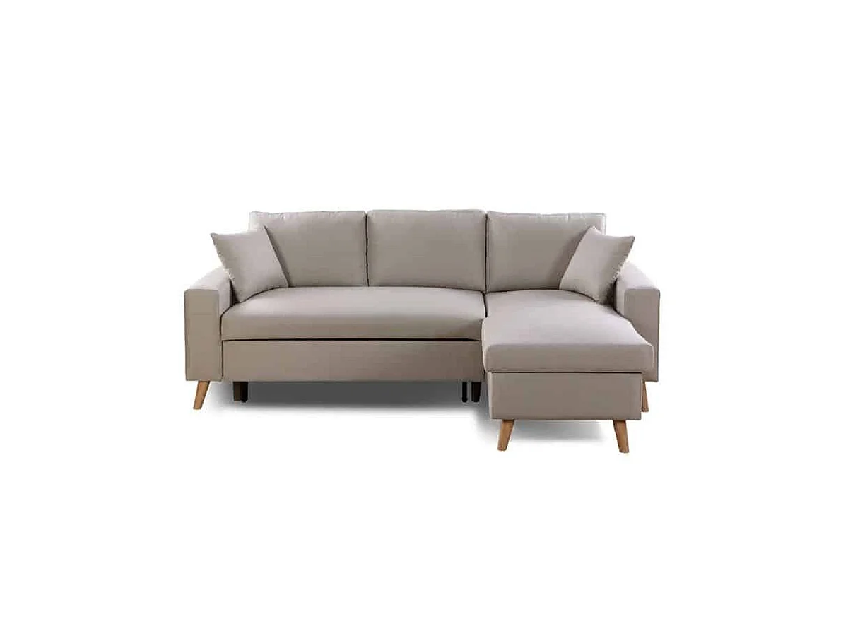 Canapé d'Angle Scandinave Réversible Convertible avec Coffre en Tissu