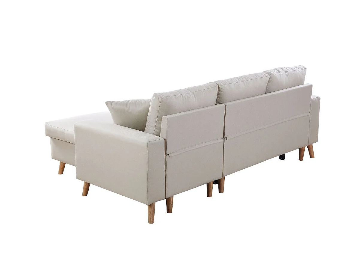 Canapé d'Angle Scandinave Réversible Convertible avec Coffre en Tissu