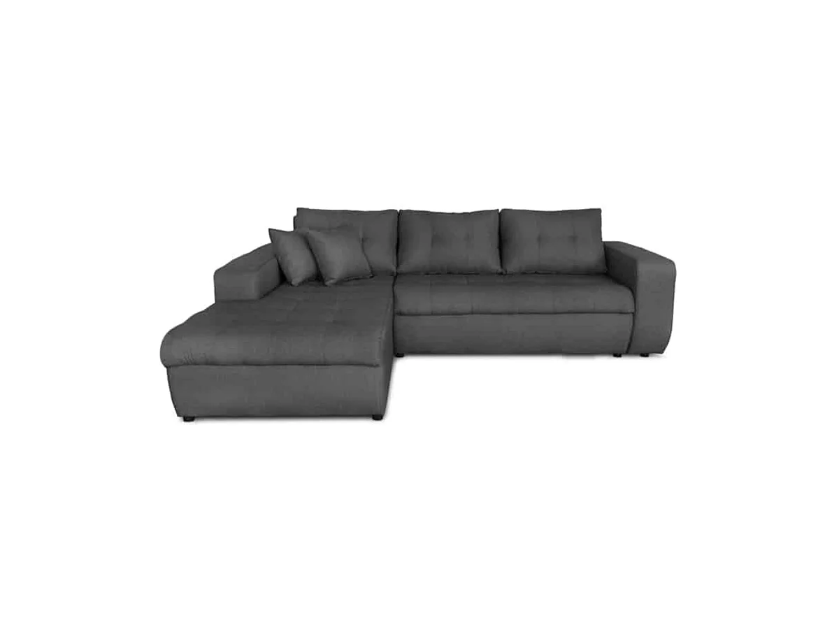 Canapé d'angle convertible 4 places en tissu gris anthracite