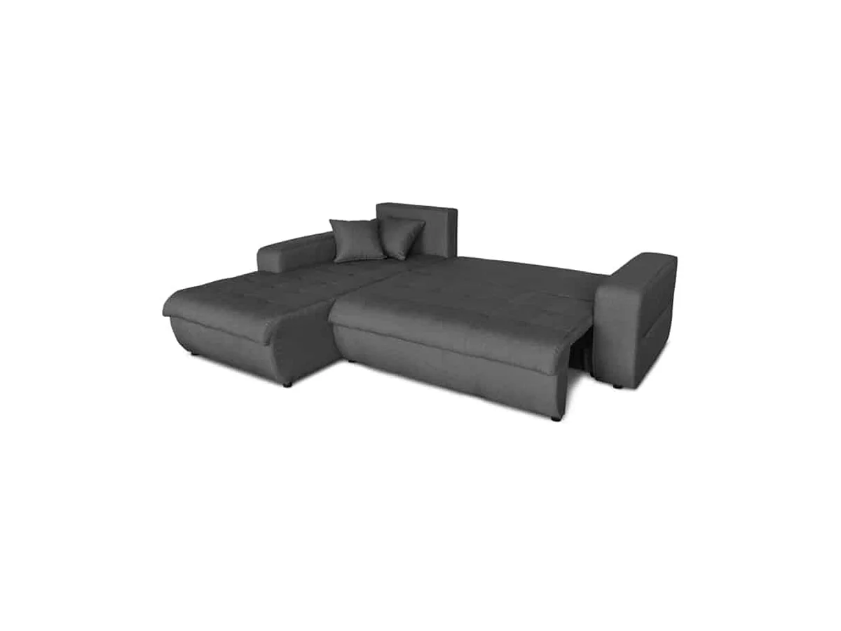 Canapé d'angle convertible 4 places en tissu gris anthracite
