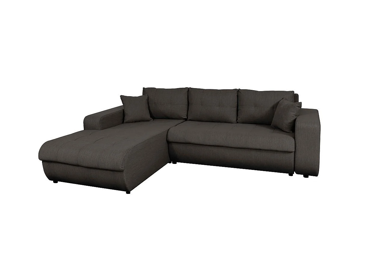 Canapé d'angle convertible 4 places en tissu gris anthracite