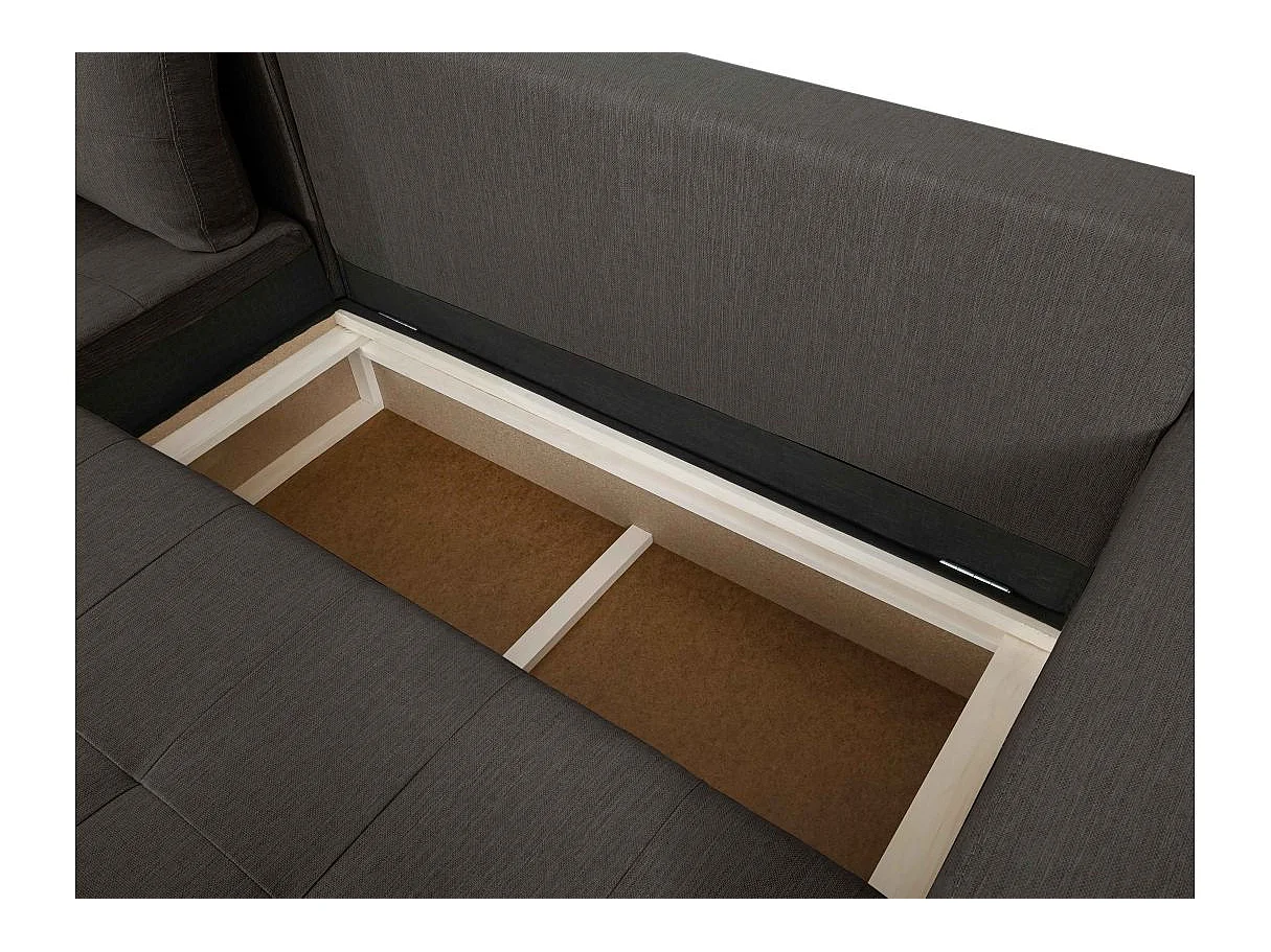 Canapé d'angle convertible 4 places en tissu gris anthracite