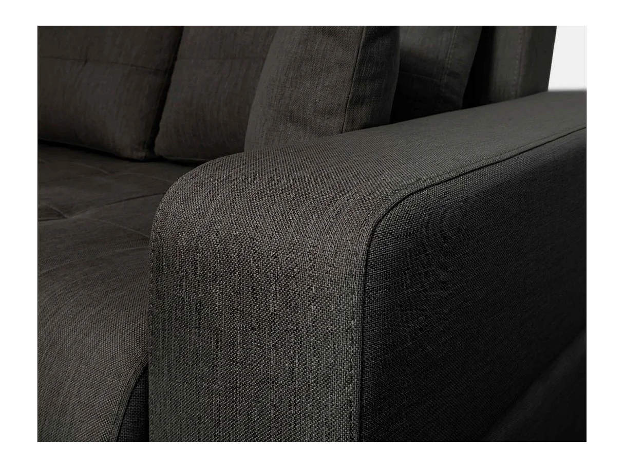 Canapé d'angle convertible 4 places en tissu gris anthracite