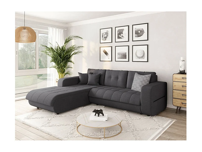 Canapé d'Angle Convertible Gauche 4 Places en Tissu
