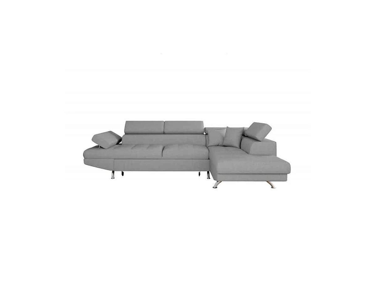 Canapé d'angle convertible droit avec coffre de rangement en tissu