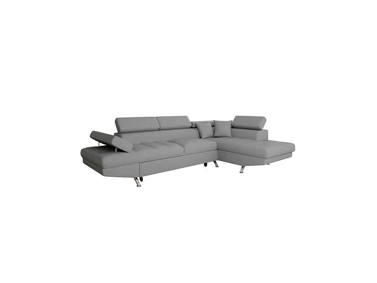 Canapé d'angle convertible droit avec coffre de rangement en tissu