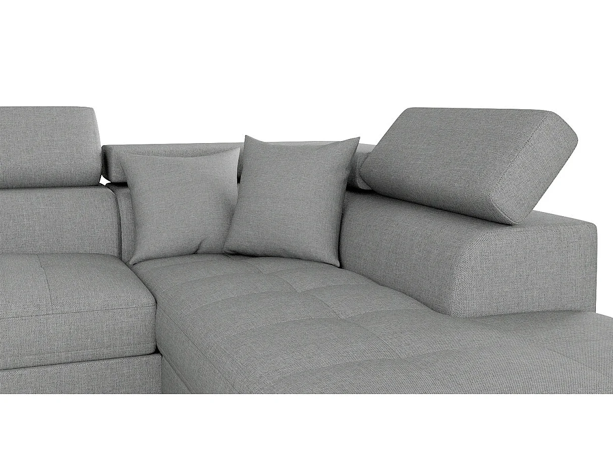 Canapé d'angle convertible droit avec coffre de rangement en tissu