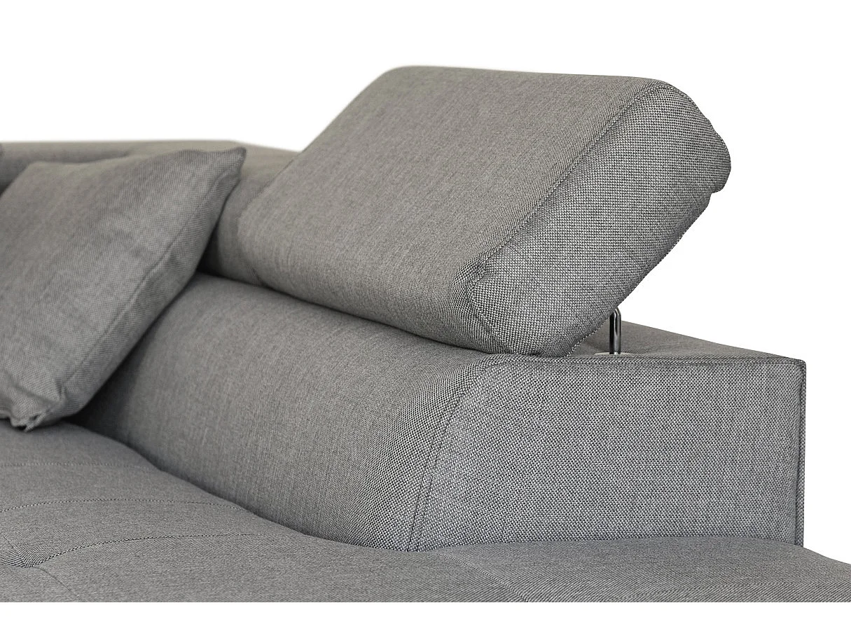 Canapé d'angle convertible droit avec coffre de rangement en tissu