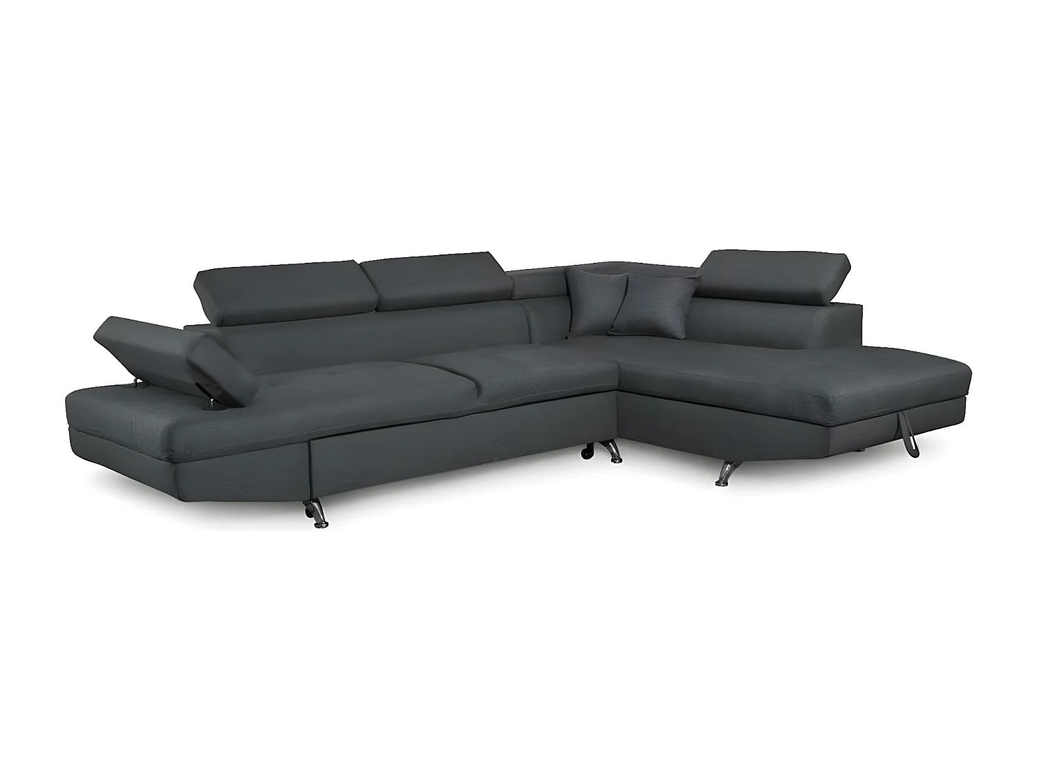 Canapé d'angle convertible droit avec coffre de rangement en tissu