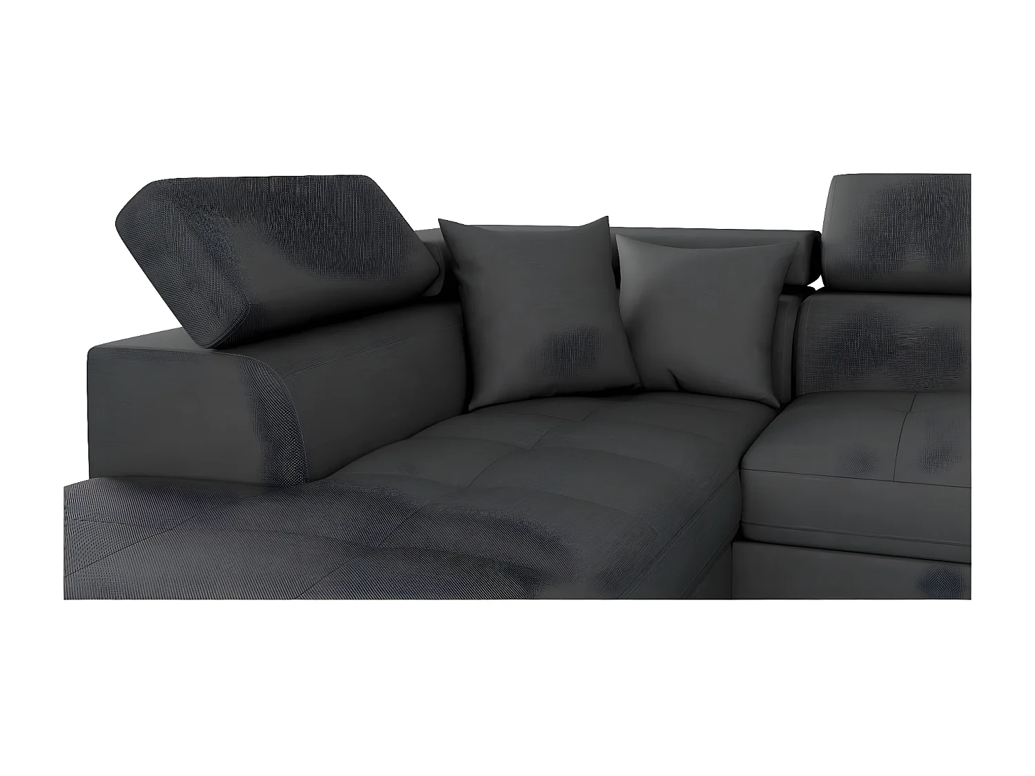 Canapé d'angle convertible droit avec coffre de rangement en tissu