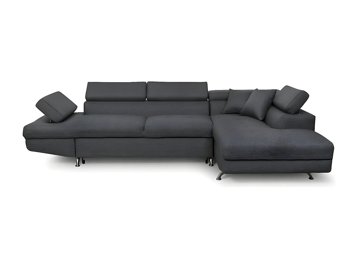 Canapé d'angle convertible droit avec coffre de rangement en tissu