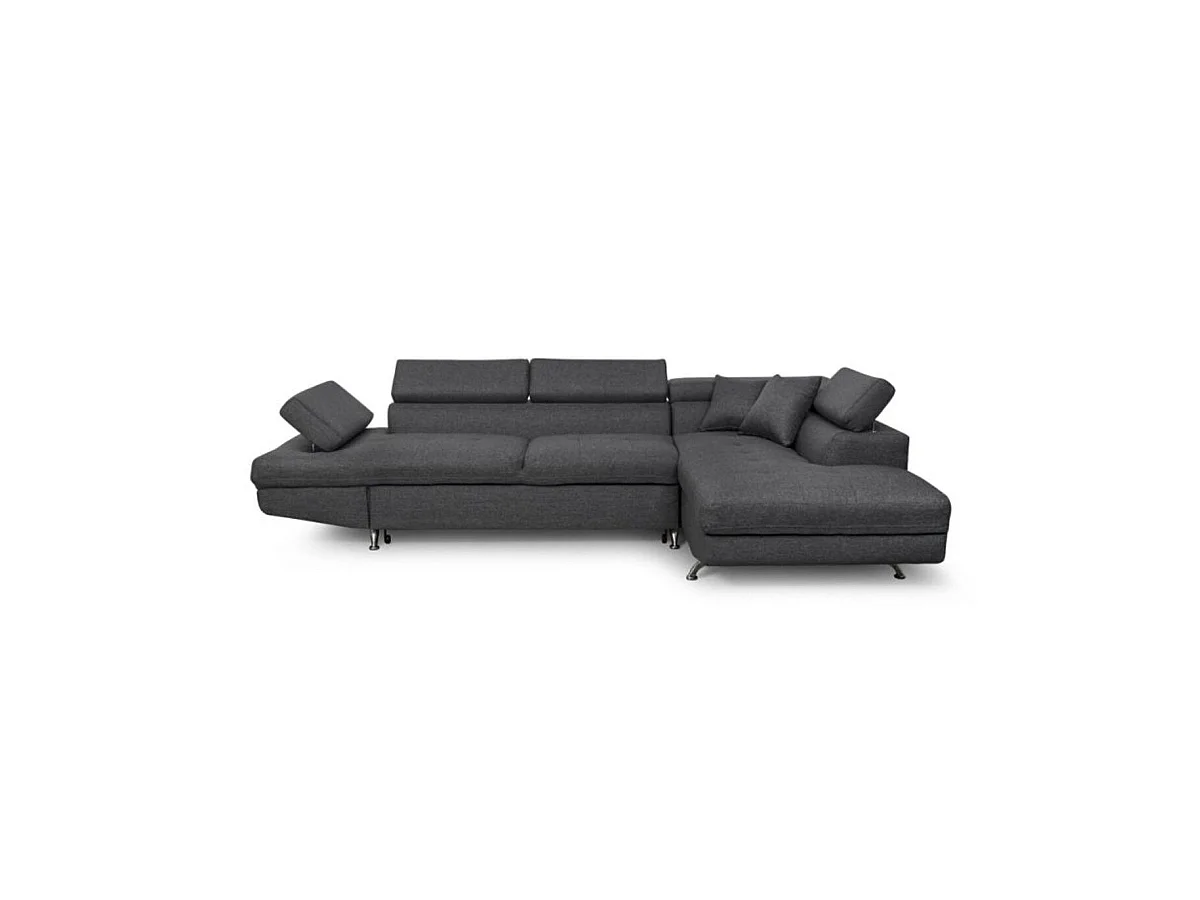 Canapé d'angle convertible 5 places en tissu gris anthracite