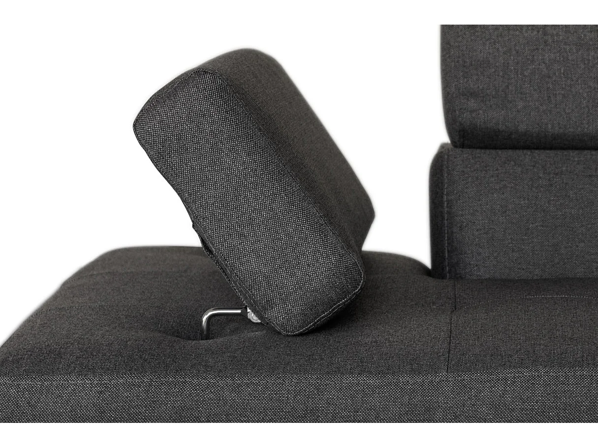 Canapé d'angle convertible 5 places en tissu gris anthracite