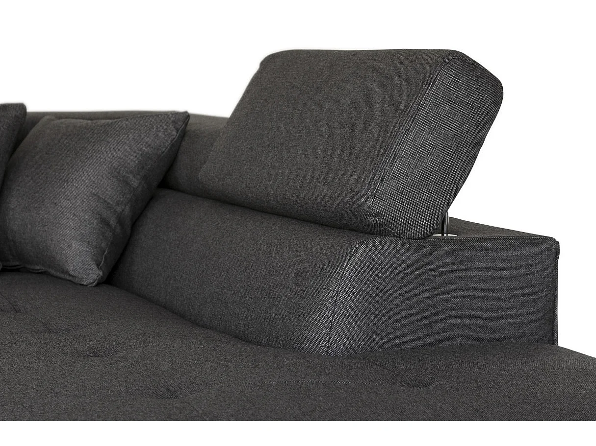 Canapé d'angle convertible 5 places en tissu gris anthracite