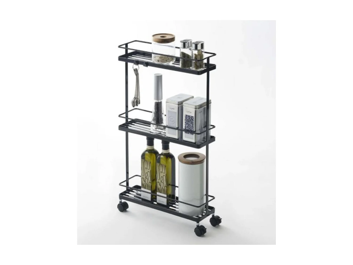 Desserte à roulettes en acier - Noir