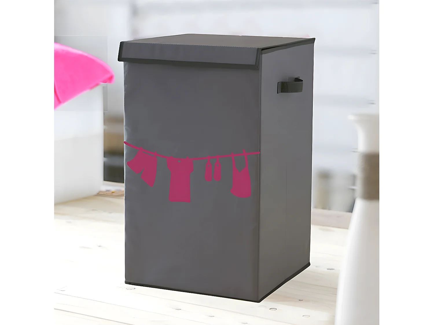 Cesta plegable para ropa con tapa