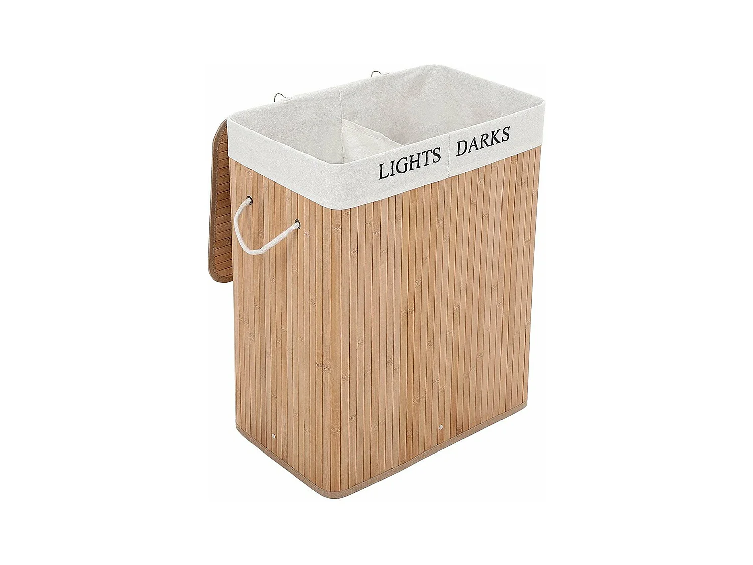 Cesto para ropa bambú, 2 compartimentos - 100L