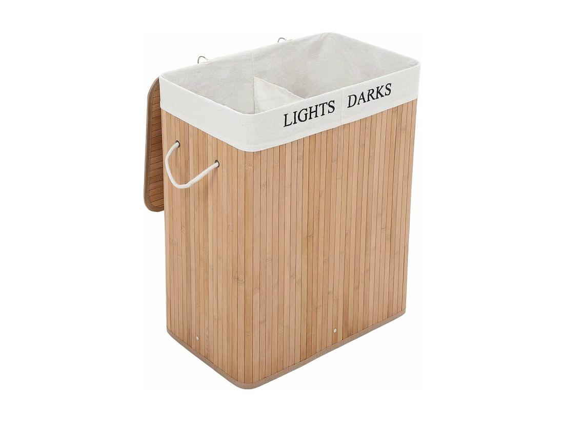 vente unique Panier à Linge 2 Compartiments en bambou - 100L