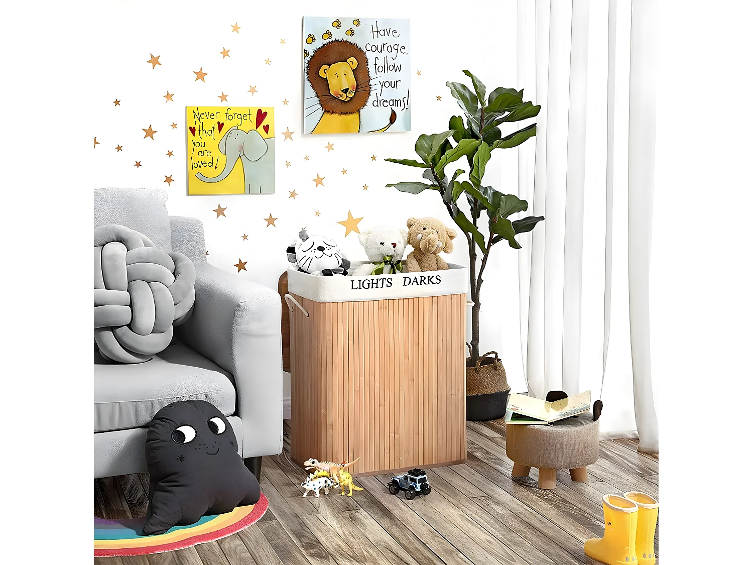 Cestino Pieghevole 2 Scomparti in bambù - 100 L