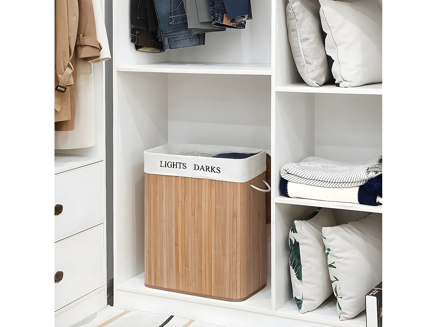 Cestino Pieghevole 2 Scomparti in bambù - 100 L