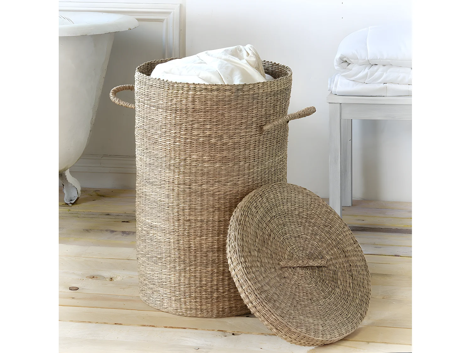 Wäschekorb aus natürlichem Seegras