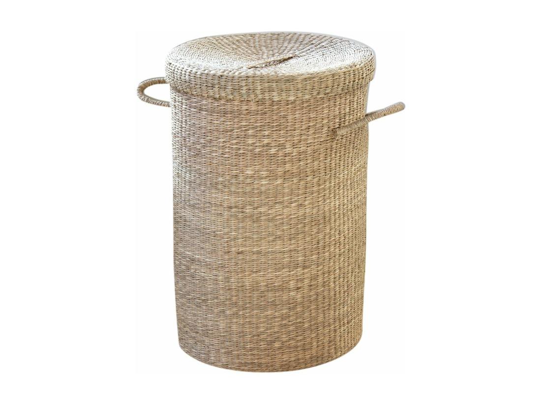 vente unique Panier à linge en jonc de mer naturel