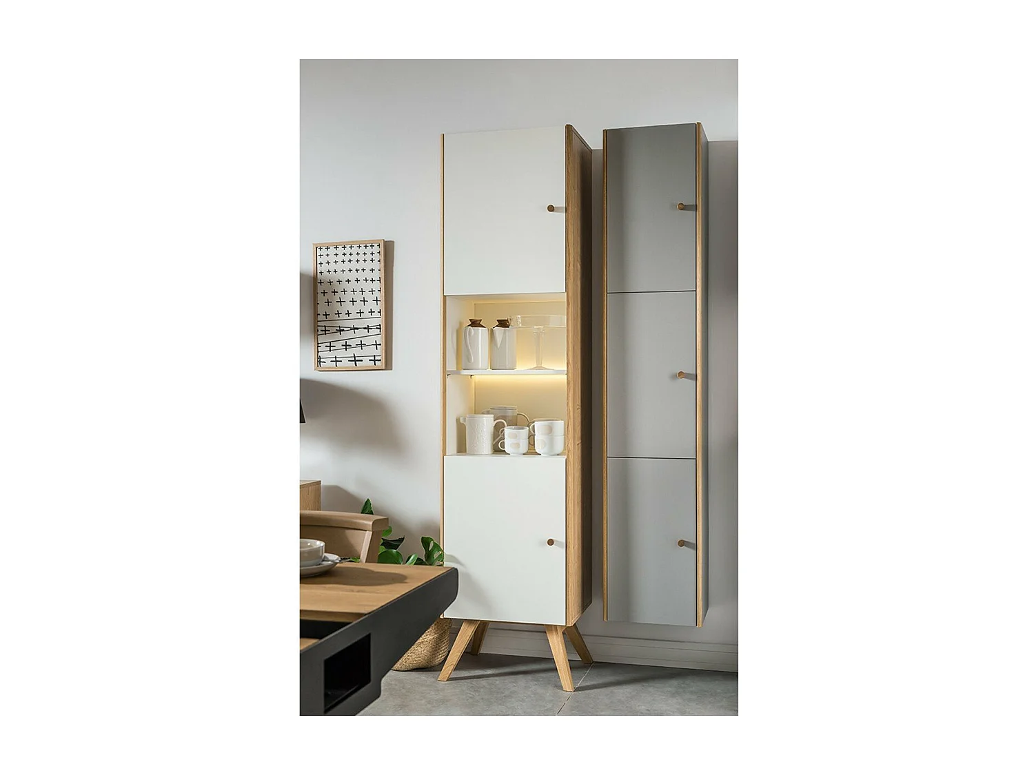 Vitrine 2 portes avec étagère centrale H207,5 cm - NATURE