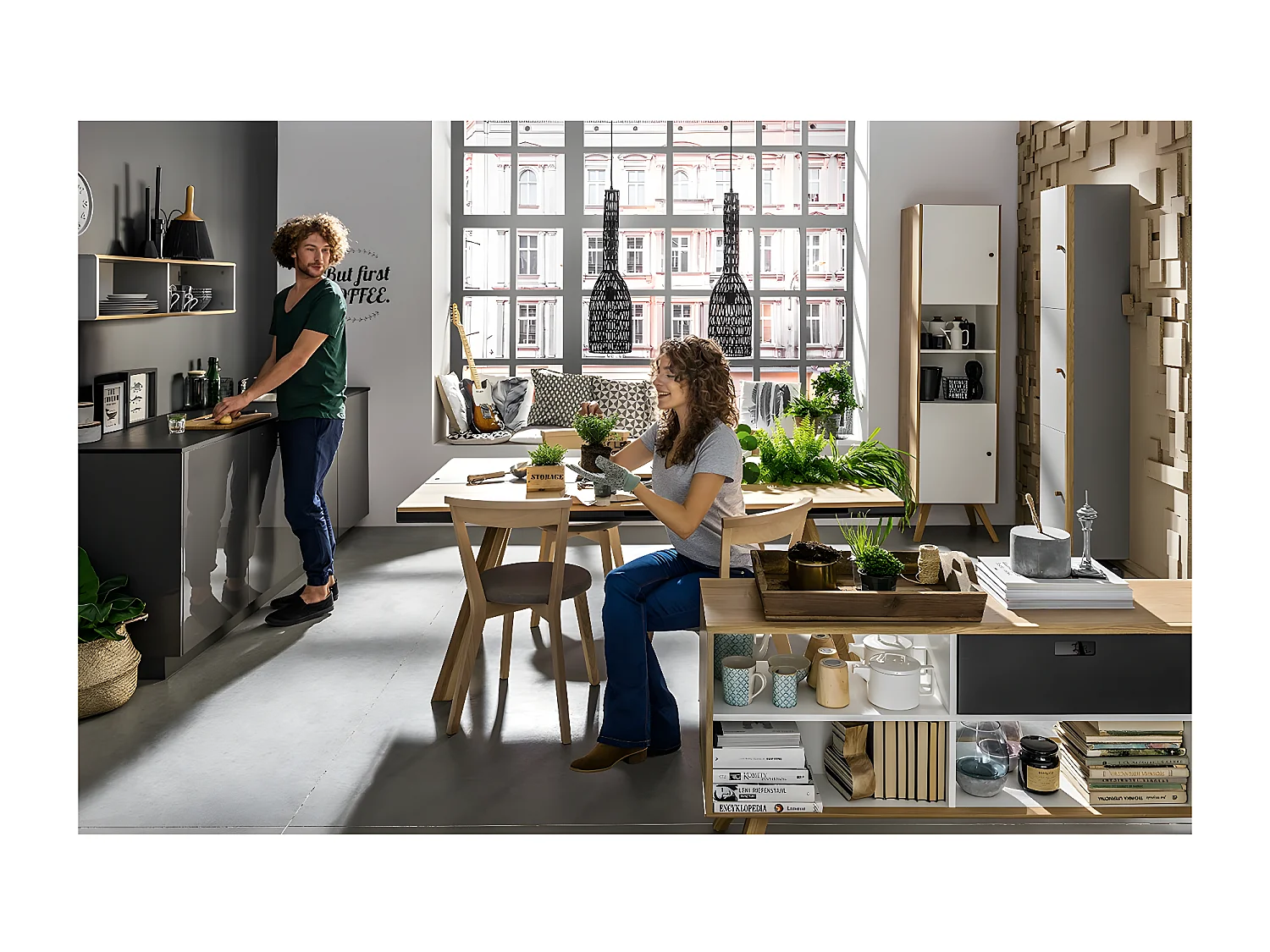 Vitrine 2 portes avec étagère centrale H207,5 cm - NATURE