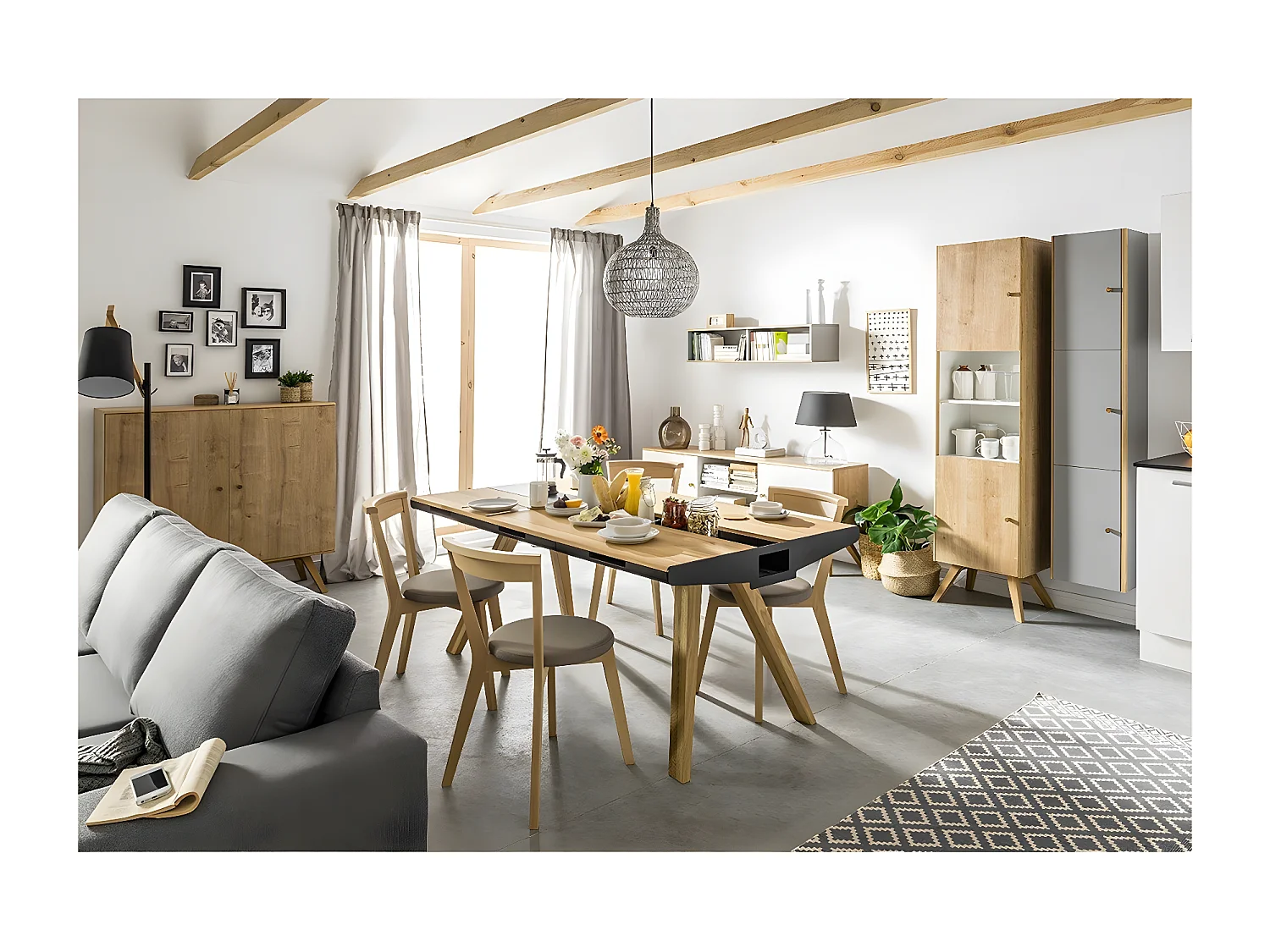 Vitrine 2 portes avec étagère centrale H207,5 cm - NATURE